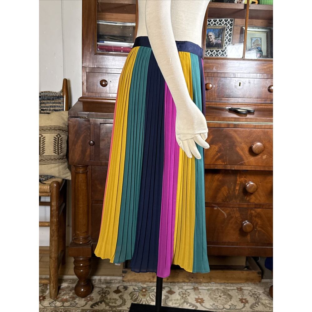 NWT J Crew Sunburst Pleated Rainbow Midi Skirt Bold Multicolor Colorblock [4] - Picture 7 of 13